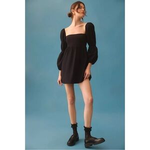 Reformation‎ Michaela Long Puff Sleeve Mini Dress in Black